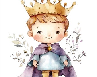 16 Baby Boy Clipart, Prince Clipart, Nursery Decor, High Quality jpgs, Digital Download, Printables, Commercial License