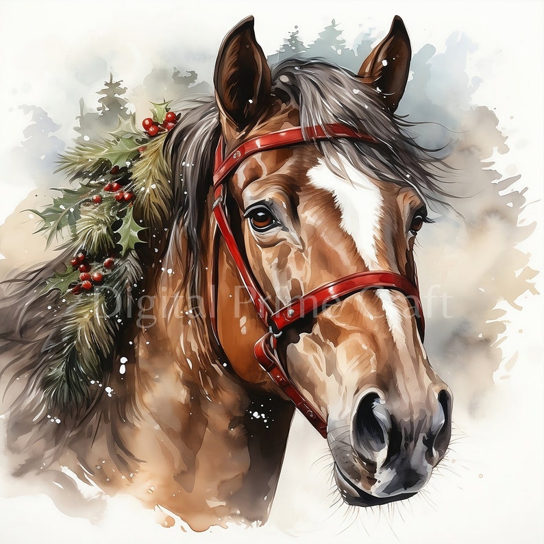 Christmas Horse Clipart, Christmas Clipart, 10 High Quality JPG Files ...