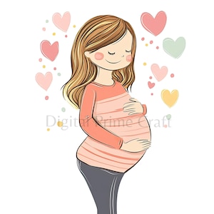 10 Clipart maternità, Clipart donna incinta, jpg di alta qualità, Clipart acquerello, download digitale, stampabili, licenza commerciale
