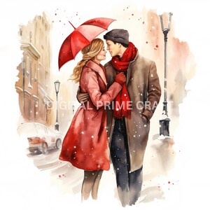 Clipart di coppia, coppia di Natale, 8 JPG di alta qualità, download digitale, supporti misti, stampabili, licenza commerciale