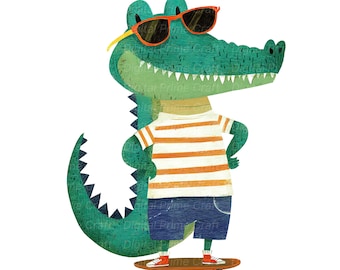 10 alligator clipart, krokodil clipart, decor kinderkamer, hoge kwaliteit jpgs, digitale download, printables, commerciële licentie