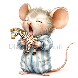 10 clipart de camundongo, clipart de animal sonolento, arquivos JPG de alta qualidade, clipart de aquarela, download digital, imagens de camundongo, licença comercial