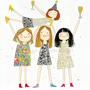 10 Geburtstag Clipart, schrullig Geburtstag Mädchen Clipart, Geburtstag Clipart, hochwertige Jpgs, digitaler Download, Printables, kommerzielle Lizenz