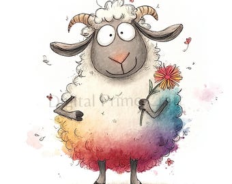 10 Lustiges Tier mit Blumen Clipart, lustiges Tier Clipart, hochwertige Jpgs, digitaler Download, Printables, kommerzielle Lizenz
