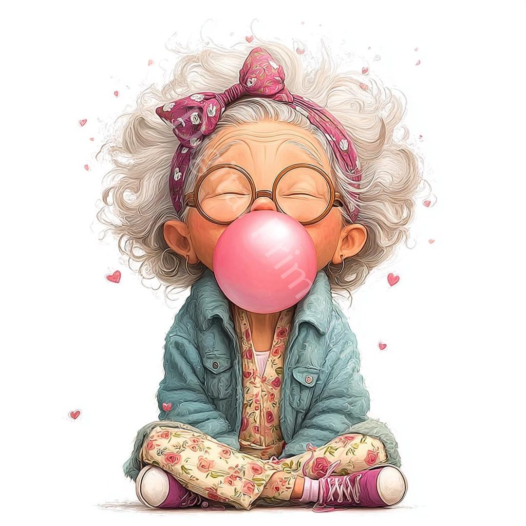 10 Quirky Grandma Clipart, Funny Grandmother, High Quality Jpgs