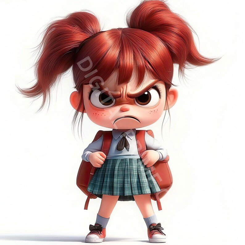10 Grumpy Clipart, Grumpy School Girl, High Quality Jpgs, Digital ...
