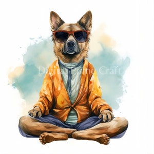 Clipart de perro divertido, 7 archivos JPG de alta calidad, descarga digital, clipart de acuarela, creación de tarjetas, técnica mixta, licencia comercial