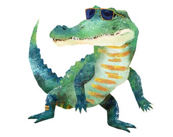 10 alligator clipart, krokodil clipart, decor kinderkamer, hoge kwaliteit jpgs, digitale download, printables, commerciële licentie