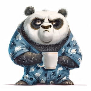 10 koffie clipart, Grumpy Panda clipart, hoge kwaliteit jpg's, digitale download, aquarel clipart, printables, commerciële licentie