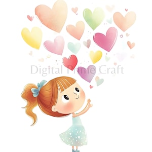 12 imágenes prediseñadas de decoración de guardería, imágenes prediseñadas de niña linda, archivos jpg de alta calidad, descarga digital, imágenes prediseñadas de acuarela, imprimibles, licencia comercial