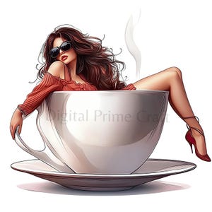 9 Clipart di caffè, Clipart di amanti del caffè, jpg di alta qualità, download digitale, Clipart di acquerelli, stampabili, licenza commerciale