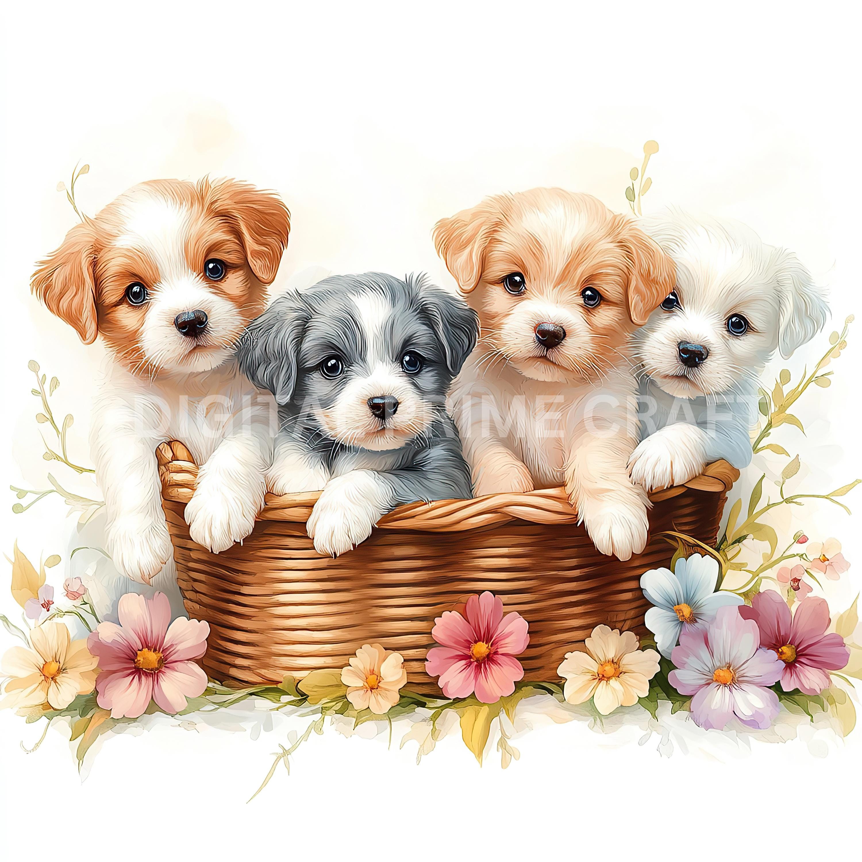 10 Puppy Clipart, Dog Clipart, High Quality Jpgs, Watercolor Clipart ...