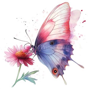 10 Clipart di farfalle, Clipart di farfalle e fiori ad acquerello, jpg di alta qualità, download digitale, stampabili, licenza commerciale