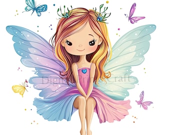 10 Fairy Clipart, Cute Fairy Clipart, High Quality jpgs, Digital Download, Watercolor Fairy Clipart, Printables, Commercial License