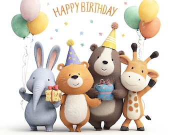 5 Geburtstag Clipart, Geburtstagskarte, digitaler Download, Party einladen, hochwertige JPGs, digitaler Download, Printables, kommerzielle Lizenz