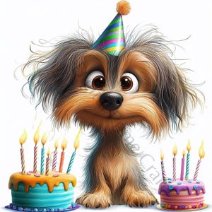 15 Clipart di compleanno del cane, compleanno dell'animale domestico, JPG di alta qualità, Clipart acquerello, download digitale, creazione di biglietti, licenza commerciale