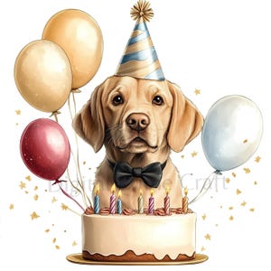 10 hond verjaardag clipart, huisdier verjaardag, hoge kwaliteit jpg's, aquarel clipart, digitale download, kaarten maken, commerciële licentie