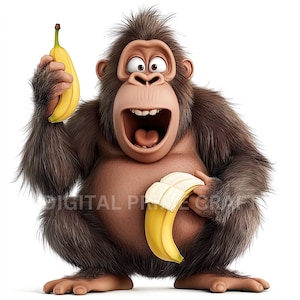 10 Gorilla Clipart, lustige Tier Clipart, hochwertige Jpgs, digitaler Download, Aquarell Clipart, Printables, kommerzielle Lizenz
