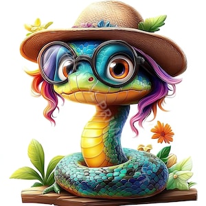 10 Clipart de cobra, Clipart de animal engraçado, jpgs de alta qualidade, Download digital, Clipart de aquarela, Imprimíveis, Licença comercial