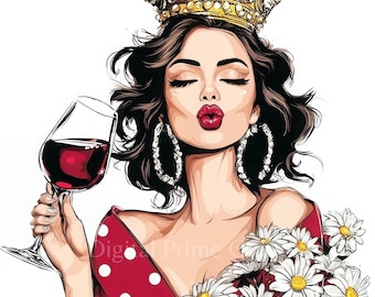 9 Mädchen mit Krone Clipart, Frau mit Krone, hochwertige Jpgs, digitaler Download, Printables, kommerzielle Lizenz