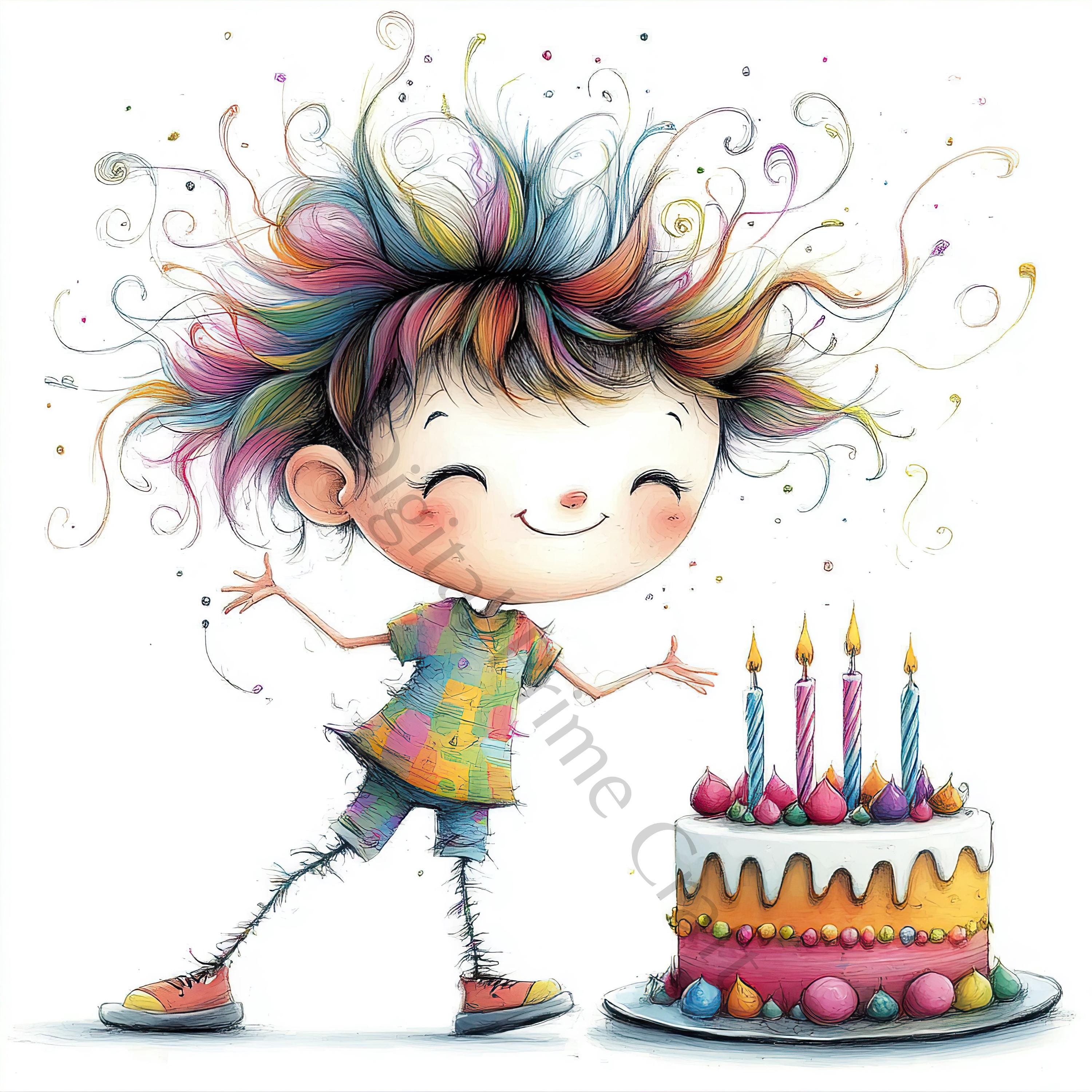 10 Quirky Birthday Clipart, Quirky Birthday Boy Clipart, High Quality Jpgs, Digital Download ...