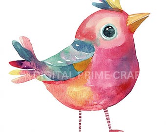 12 Bird Clipart, Watercolor Bird Clipart, High Quality jpgs, Digital Download, Watercolor Clipart, Printables, Commercial License