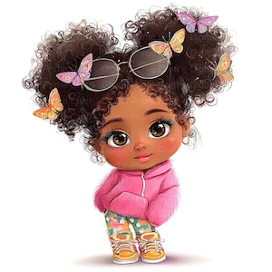 10 Cute African American Baby Girl Clipart, Cute African Girl, High Quality jpgs, Digital Download, Printables, Commercial License