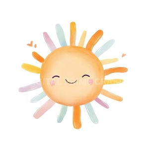 10 Clipart del sole, sole felice, arredamento per la cameretta dei bambini, JPG di alta qualità, download digitale, stampabili, licenza commerciale