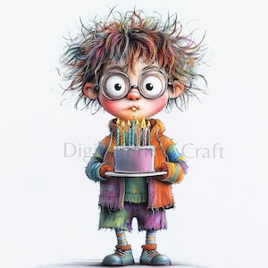 11 schrullig Geburtstag Clipart, schrullig Geburtstag Junge Clipart, hochwertige JPGs, digitaler Download, Printables, kommerzielle Lizenz