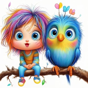 12 schrullig Mädchen Clipart, schrullig Junge Clipart, hochwertige Jpgs, digitaler Download, Aquarell Clipart, Printables, kommerzielle Lizenz