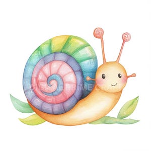10 cliparts escargot, clipart animaux mignons, jpgs de haute qualité, clipart aquarelle, téléchargement numérique, produits imprimables, licence commerciale