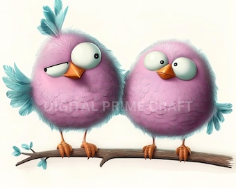 10 Lustiger Vogel Clipart, verrückter Vogel Clipart, hochwertige Jpgs, digitaler Download, Aquarell Clipart, Printables, kommerzielle Lizenz