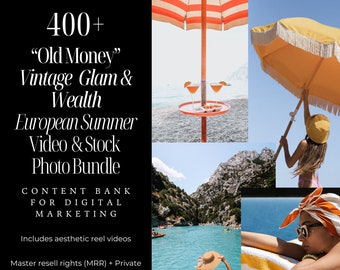 400+ altes Geld Vintage Glam, Reichtum und Luxus Europäischer Sommer Instagram/TikTok Reel Videos Fotos Content Bank | MRR & PLR