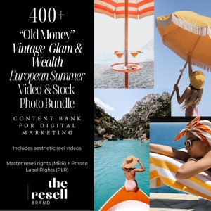400+ altes Geld Vintage Glam, Reichtum und Luxus Europäischer Sommer Instagram/TikTok Reel Videos Fotos Content Bank | MRR & PLR