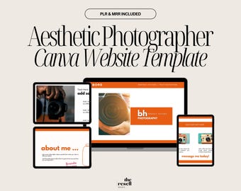 Photographer Website Template Canva | 8-Page Editable Portfolio Site | Minimal Design | PLR + MRR | Digital Product Template