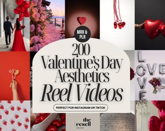 200 Valentine’s Day Reel Videos Bundle | Canva Editable MP4 | Romantic Aesthetic Video Content | MRR + PLR Commercial Use | Social Media Kit