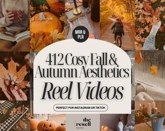 412 Cosy Fall, Autumn & Halloween Reels Vidoe and Stock Image Bundle | Canva MP4 1080 x 1920 | IG Tiktok Social Media Content Bank | PLR MRR