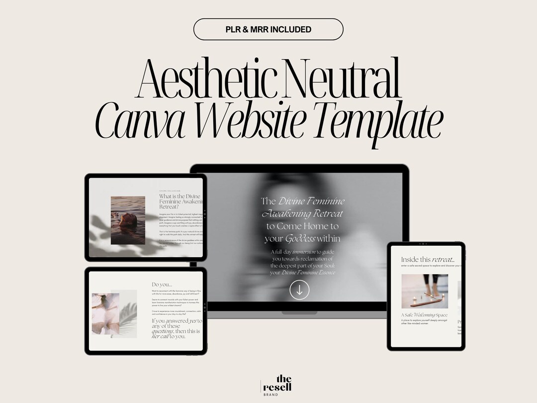 Neutral Aesthetic Canva Website Template | 17 Editable Pages | Yoga ...