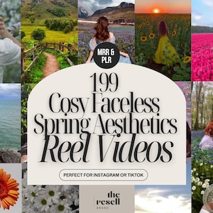 199 Faceless Spring Aesthetic Reel Videos | Canva Editable + MP4 | PLR MRR | Instagram TikTok Content | Cozy Neutral Video Bundle