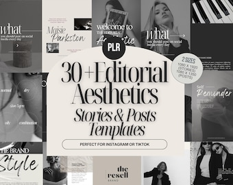 Leitartikel Instagram-Vorlagen | Stories & Beiträge bündeln | 31 bearbeitbare Canva-Vorlagen | Neutral Mode | PLR enthalten