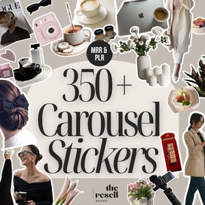350+ estetiska karusellklistermärken för Instagram | PLR + MRR | Digitalt PNG-klistermärkespaket för sociala medier och innehållsskapare | Canva-mall