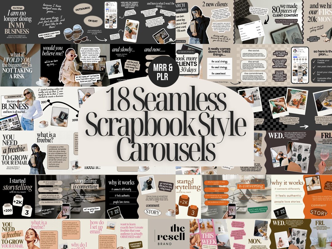 18 Seamless Scrapbook Carousel Templates | Canva Instagram Post Kit ...