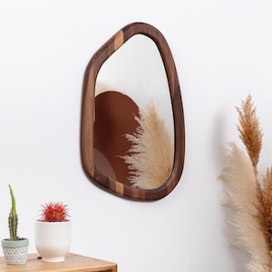 Asymmetrical Mirror, Organic Mirror , White Oak Mirror , Walnut Wall Mirror , Irregular Mirror , Modern Home Mirror , Mid Century Mirror