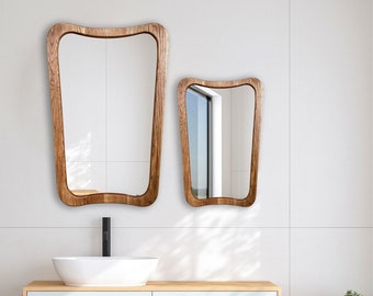 Bathroom Mirror , White Oak Mirror , Elegant Walnut Mirror , Unique Italian Frame Mirror , Modern Home Mirror , Luxury Wooden Mirror Design