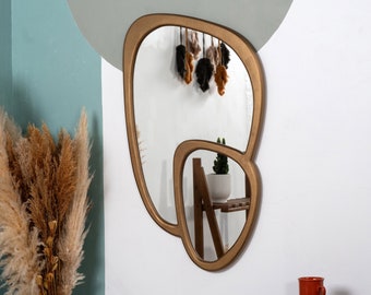 Wandspiegel, Goldrahmen-Spiegel, schwarzer Spiegel, asymmetrischer Spiegel, Schlafzimmer-Spiegel, Spiegel-Wanddekor, unregelmäßiger Spiegel, einzigartiger Wandspiegel