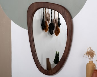 Organic Mirror , White Oak Mirror , Walnut Mirror , Irregular Mirror , Asymmetric Mirror , Mirror Home Decor , Bathroom Mirror , Wall mirror