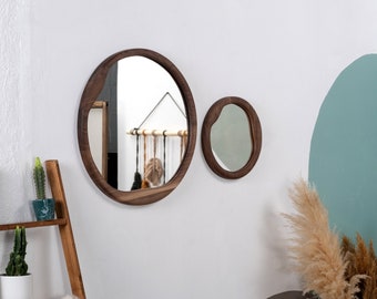 Wood Framed Mirror , Wood Wall Mirror , Handmade Mirror , Walnut Mirror ,Decorative Mirror ,Mirror Bathroom , Wavy Mirror Large , Oak Mirror