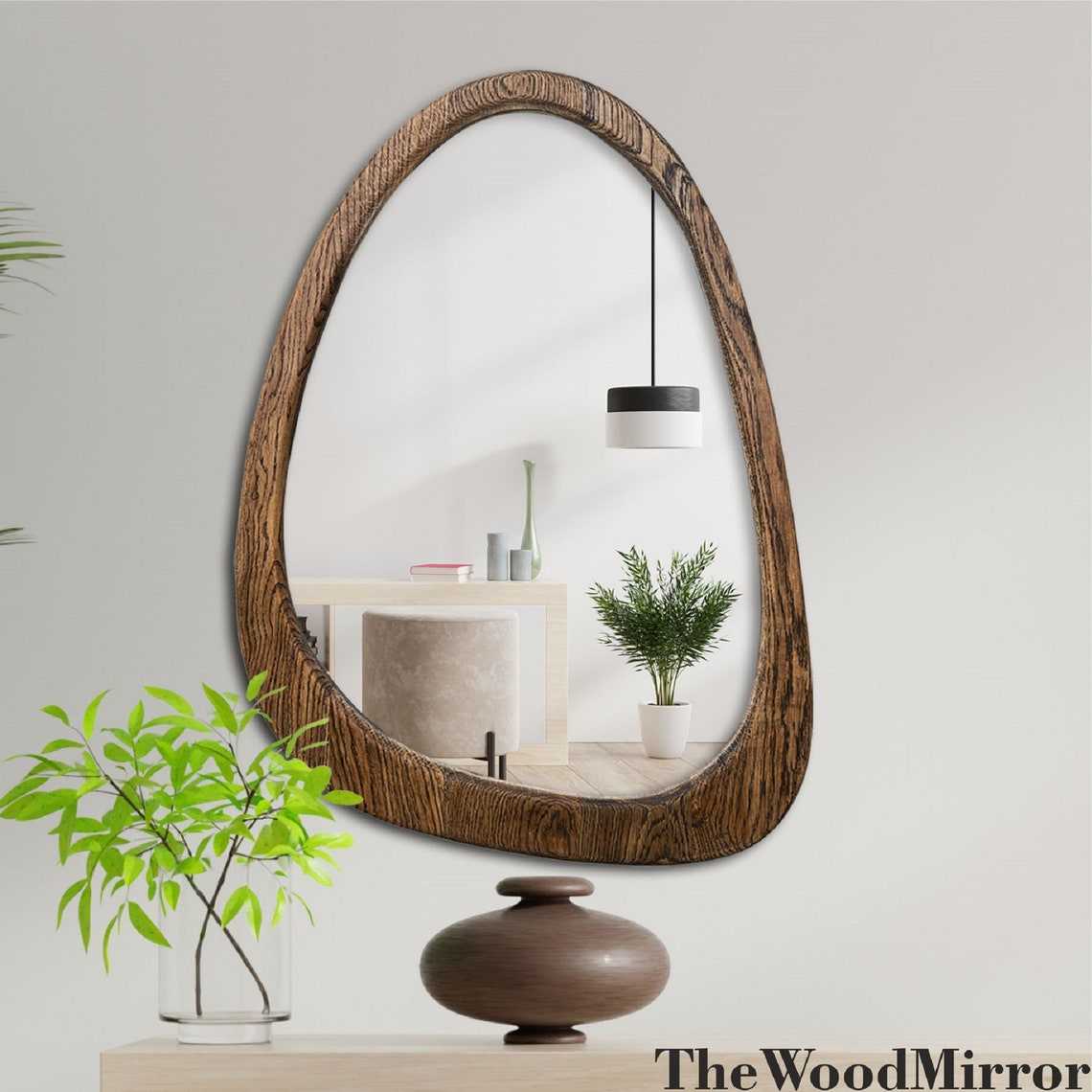 Organic Mirror , White Oak Mirror , Walnut Mirror , Irregular Mirror