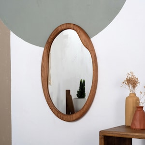 White Oak Mirror , Real American Walnut Mirror , Wood Frame Mirror , Organic Mirror , Mid Century Mirror , Farmhouse Mirror , Oval Mirror