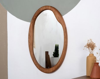 White Oak Mirror , Real American Walnut Mirror , Wood Frame Mirror , Organic Mirror , Mid Century Mirror , Farmhouse Mirror , Oval Mirror